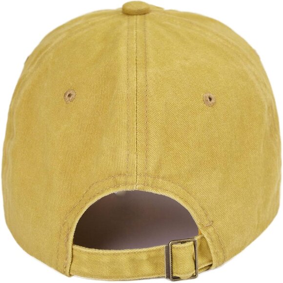 Unisex Washed-yellow Baseball Cap Cotton Fits Washed Denim Adjustable Hat - Picture 3 of 7